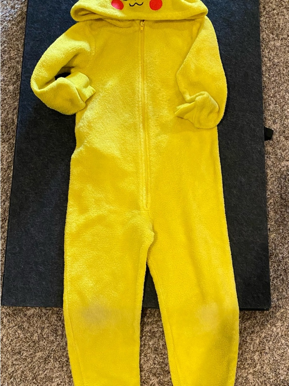 H&M Bright Yellow Hooded Kids One-Piece with Character Face